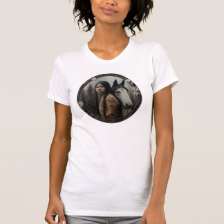 Amerikanska kvinnor med häst t shirt
