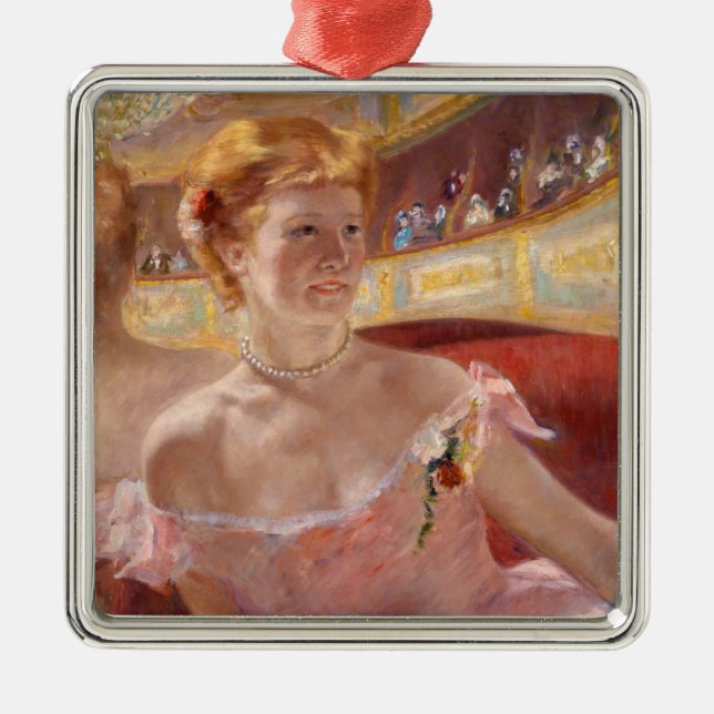 Amerikanska kvinnor med Pearl Necklace & Rosa Dres Julgransprydnad Metall (Framsidan)