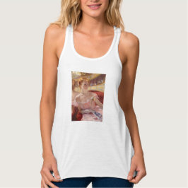 Amerikanska kvinnor med Pearl Necklace & Rosa Dres Linne Med Racerback