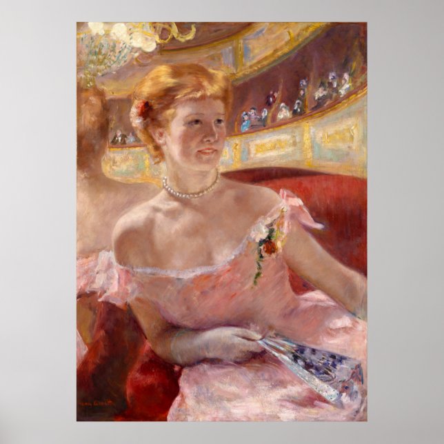 Amerikanska kvinnor med Pearl Necklace & Rosa Dres Poster (Framsidan)