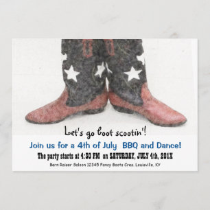 Amerikanska Land Boots 4 juli Party Inbjudningar