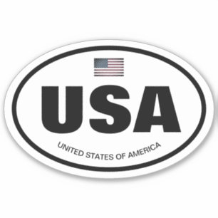 Amerikanska land-kod Amerikanska flagga oval vinyl Klistermärken
