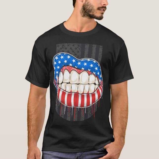 Amerikanska Läppar T Shirt (Framsida)