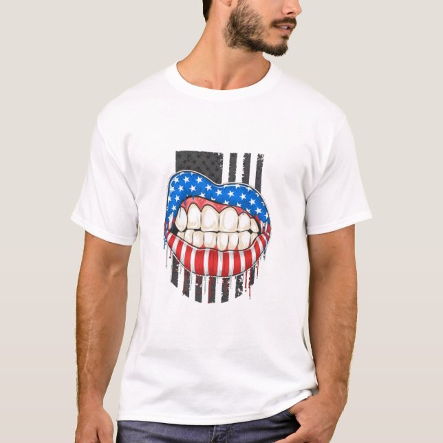 Amerikanska Läppar T Shirt (Framsida)