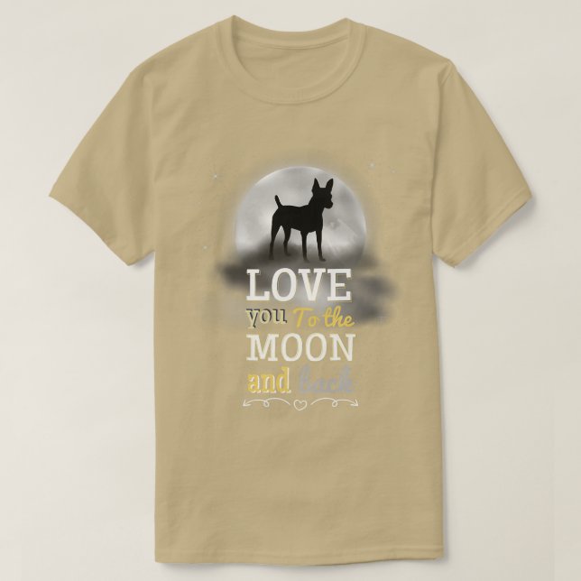 Amerikanska Leksak för Terrier Kärlek till Måne, H T Shirt (Design framsida)