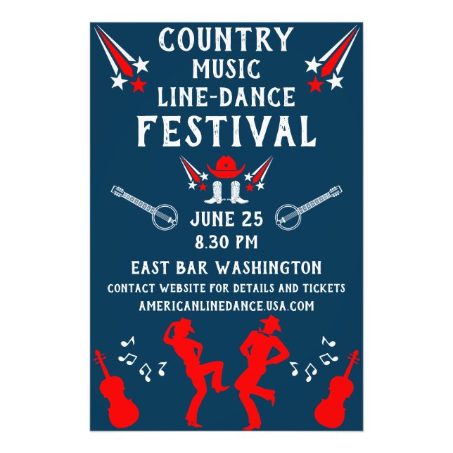 Amerikanska Line Dancing Festival och Party Fototryck (Framsidan)