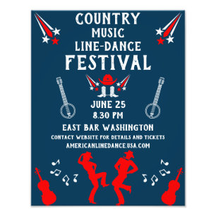 Amerikanska Line Dancing Festival och Party Fototryck
