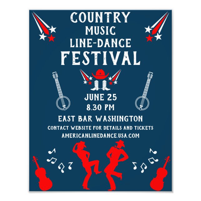 Amerikanska Line Dancing Festival och Party Fototryck (Framsidan)