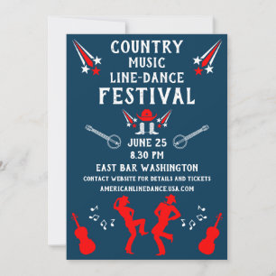 Amerikanska Line Dancing Festival och Party Inbjudningar