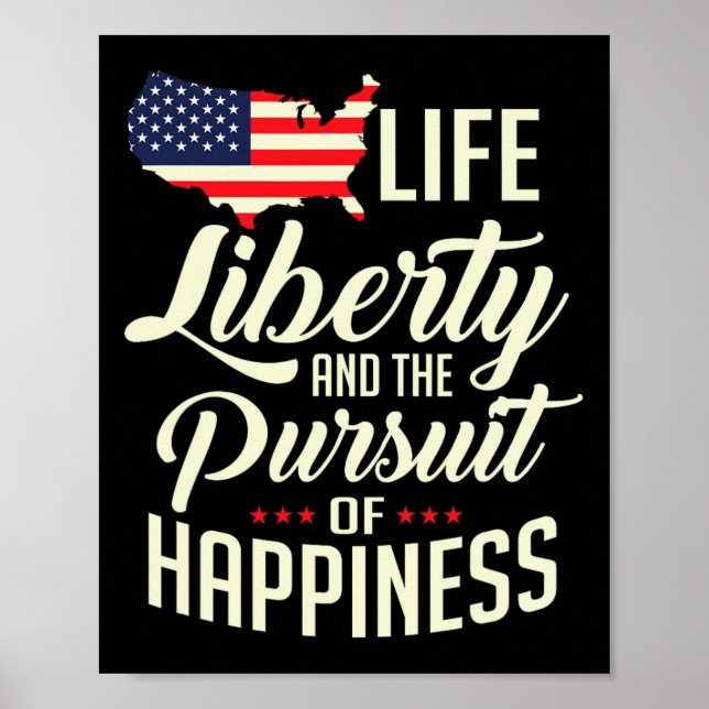 Amerikanska livets frihet och strävan efter lycka poster (Framsidan)