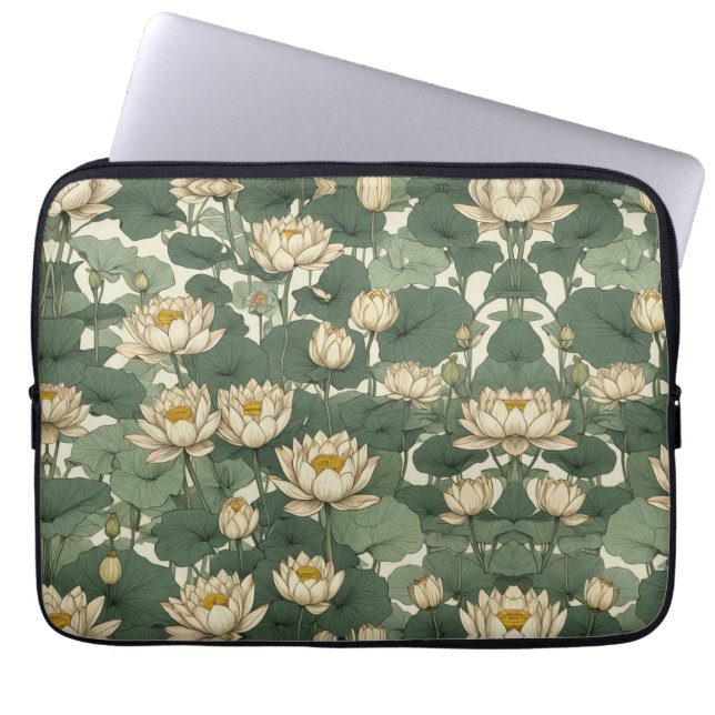 Amerikanska Lotus-blommor mönster Laptop Fodral (Framsidan)