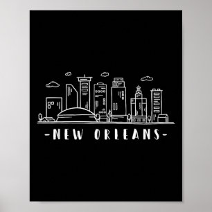 Amerikanska Louisiana New Orleans Skyline Silhouet Poster