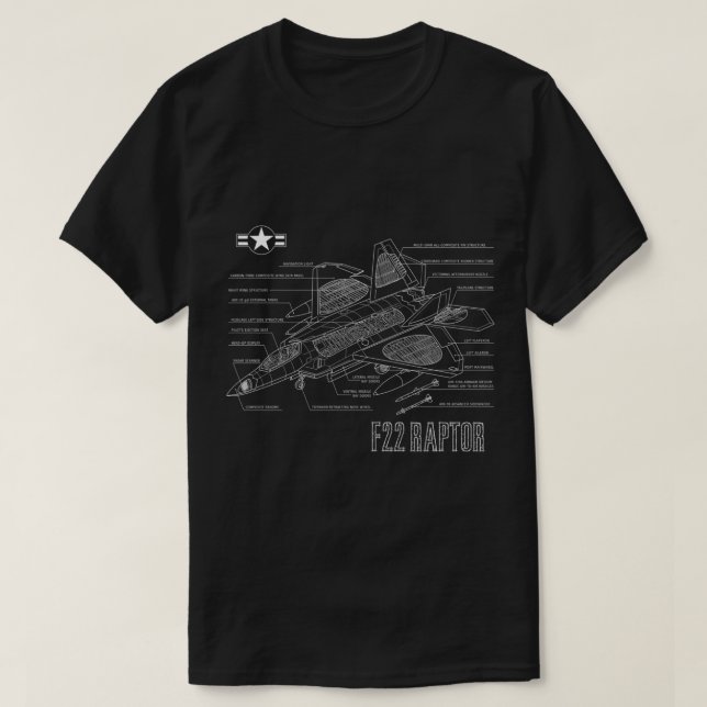 Amerikanska luftfartygen Stealth Fighter F22 Rapto T Shirt (Design framsida)