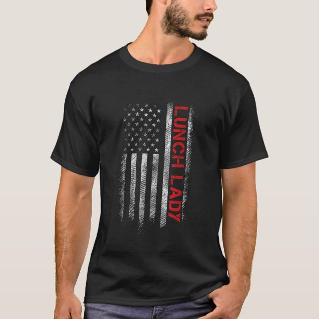 Amerikanska Lunch Dam United Stater US Flagga Pat T Shirt (Framsida)