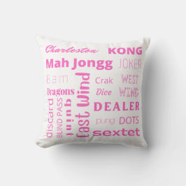 Amerikanska Mah Jongg-kudden med rosa ord Kudde