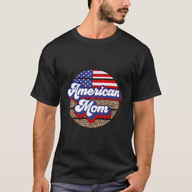 Amerikanska Mamma 4:e juli Amerikanska Mor T Shirt (Framsida)