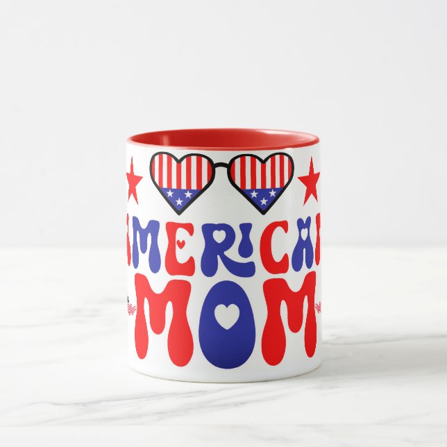 Amerikanska Mamma Lycklig 4 juli Mugg (Center)