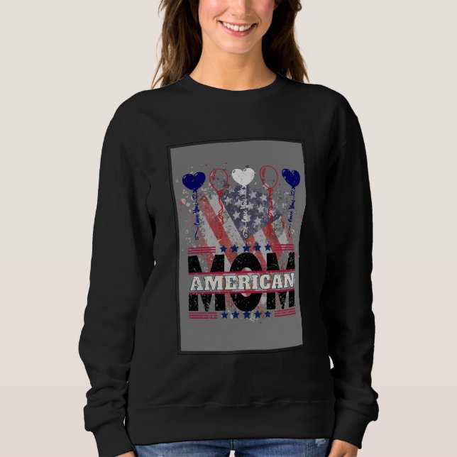 Amerikanska Mamma Sweatshirt - Patriotic USA flagg T Shirt (Framsida)