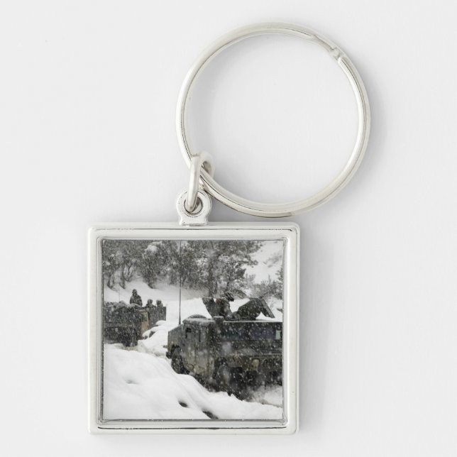 Amerikanska marinpatrullen i Khowst-Gardez Pass Fyrkantig Silverfärgad Nyckelring (Framsidan)