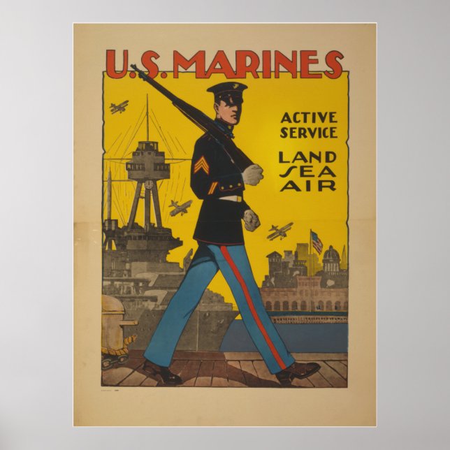 Amerikanska marinsoldater. Aktiv tjänst. Luft Poster (Framsidan)