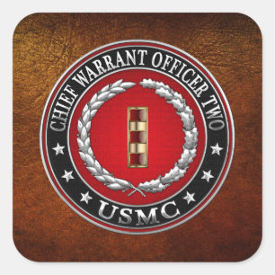 Amerikanska marinsoldater: Chief Warrant Two (USMC Fyrkantigt Klistermärke