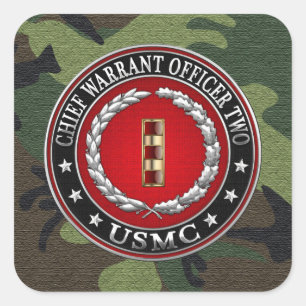 Amerikanska marinsoldater: Chief Warrant Two (USMC Fyrkantigt Klistermärke