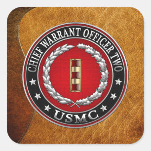 Amerikanska marinsoldater: Chief Warrant Two (USMC Fyrkantigt Klistermärke