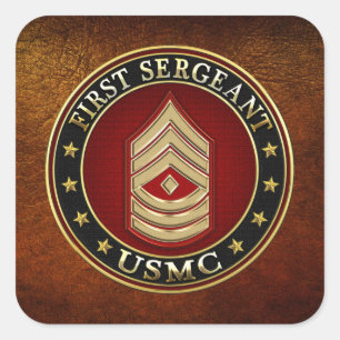 Amerikanska marinsoldater: Första sergeant (USMC 1 Fyrkantigt Klistermärke
