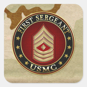 Amerikanska marinsoldater: Första sergeant (USMC 1 Fyrkantigt Klistermärke