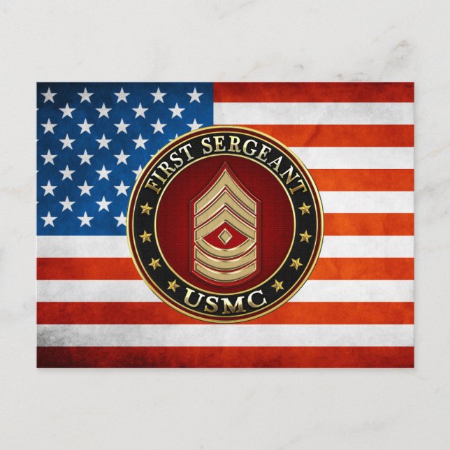 Amerikanska marinsoldater: Första sergeant (USMC 1 Vykort (Framsida)