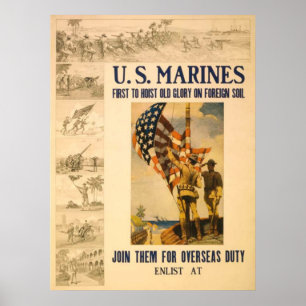 Amerikanska marinsoldater i första till host Old g Poster