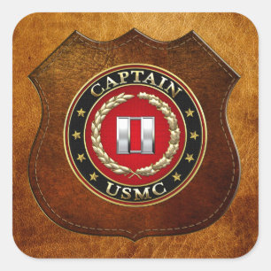 Amerikanska marinsoldater: kapten (USMC Capt) [3D] Fyrkantigt Klistermärke