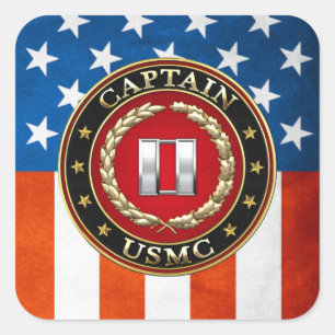 Amerikanska marinsoldater: kapten (USMC Capt) [3D] Fyrkantigt Klistermärke