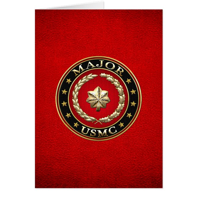 Amerikanska marinsoldater: Major (USMC Maj) [3D] Hälsningskort (Framsidan)