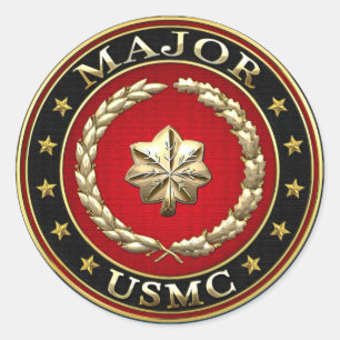 Amerikanska marinsoldater: Major (USMC Maj) [3D] Runt Klistermärke