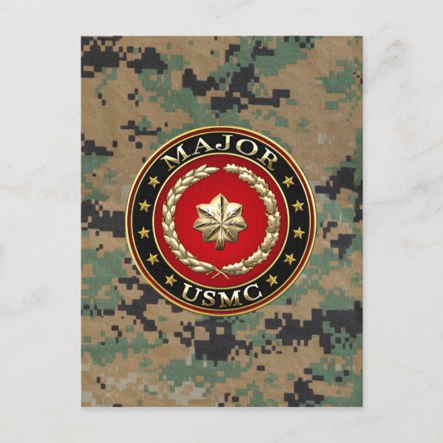 Amerikanska marinsoldater: Major (USMC Maj) [3D] Vykort (Framsida)