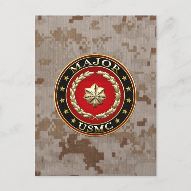 Amerikanska marinsoldater: Major (USMC Maj) [3D] Vykort (Framsida)