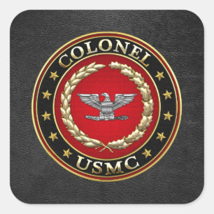 Amerikanska marinsoldater: Överste (USMC Col) [3D] Fyrkantigt Klistermärke