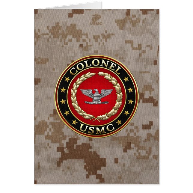 Amerikanska marinsoldater: Överste (USMC Col) [3D] Hälsningskort (Framsidan)
