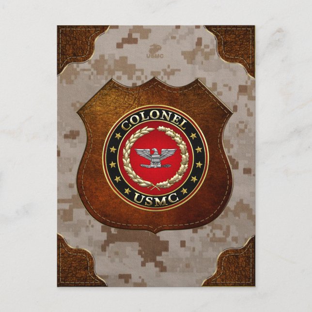 Amerikanska marinsoldater: Överste (USMC Col) [3D] Vykort (Framsida)