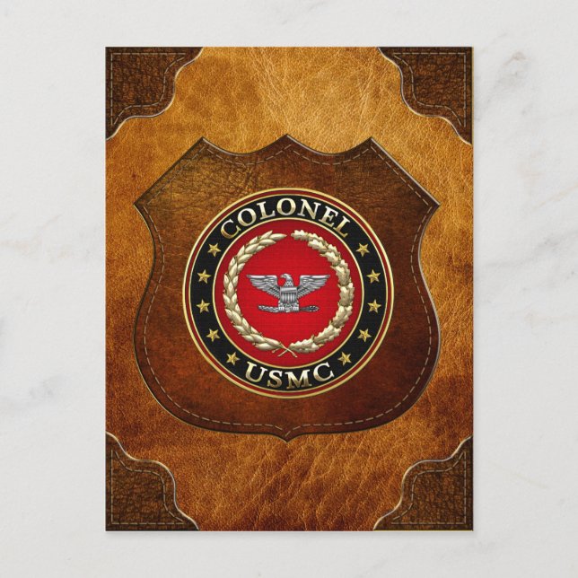 Amerikanska marinsoldater: Överste (USMC Col) [3D] Vykort (Framsida)