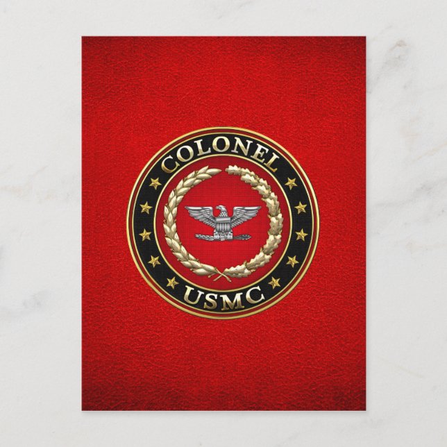 Amerikanska marinsoldater: Överste (USMC Col) [3D] Vykort (Framsida)