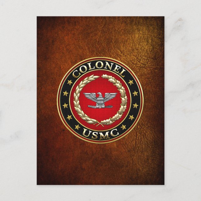 Amerikanska marinsoldater: Överste (USMC Col) [3D] Vykort (Framsida)