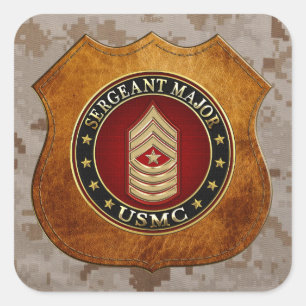 Amerikanska marinsoldater: sergeant Major (USMC Sg Fyrkantigt Klistermärke