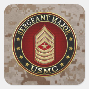 Amerikanska marinsoldater: sergeant Major (USMC Sg Fyrkantigt Klistermärke
