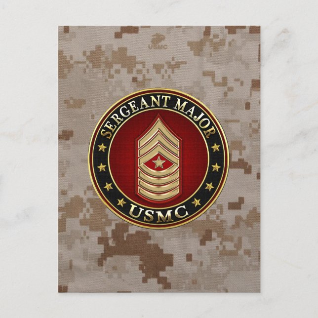 Amerikanska marinsoldater: sergeant Major (USMC Sg Vykort (Framsida)