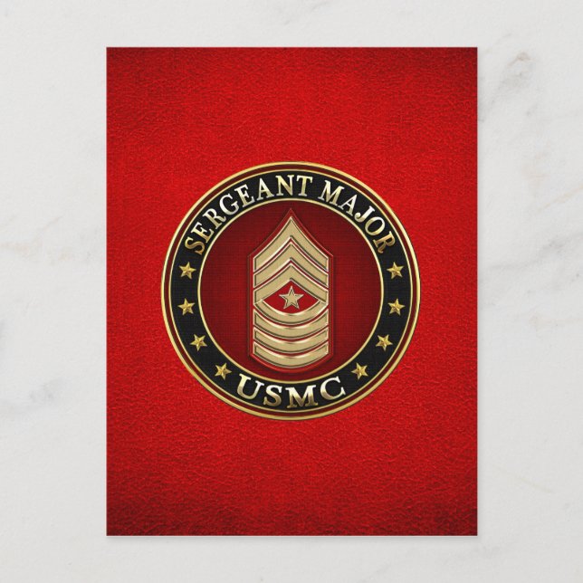 Amerikanska marinsoldater: sergeant Major (USMC Sg Vykort (Framsida)