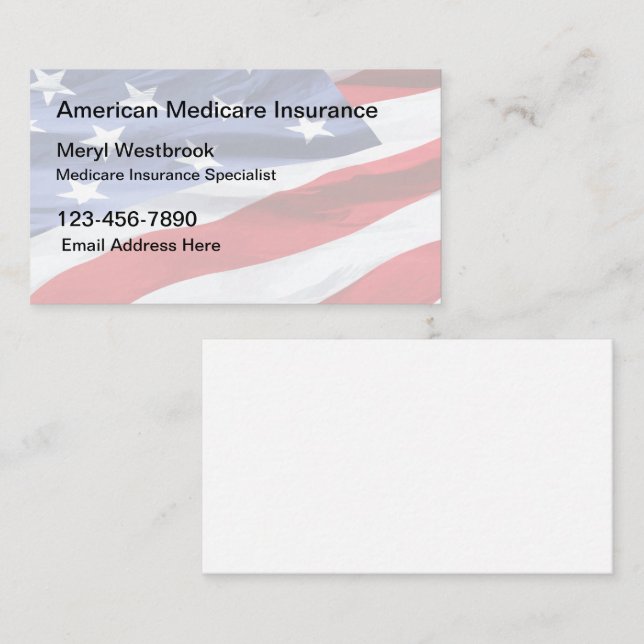 Amerikanska medicinska försäkringsspecialister visitkort (Fram/baksida)