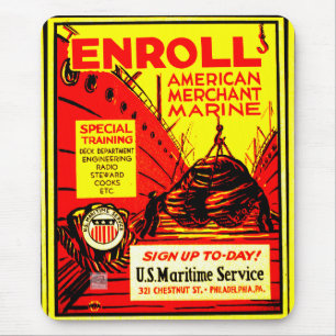Amerikanska Merchant Marine-Enroll Today-spelkort Musmatta