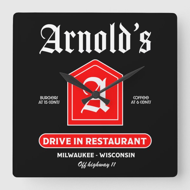 Amerikanska Middagen 1950 Fyrkantig Klocka (Framsida)